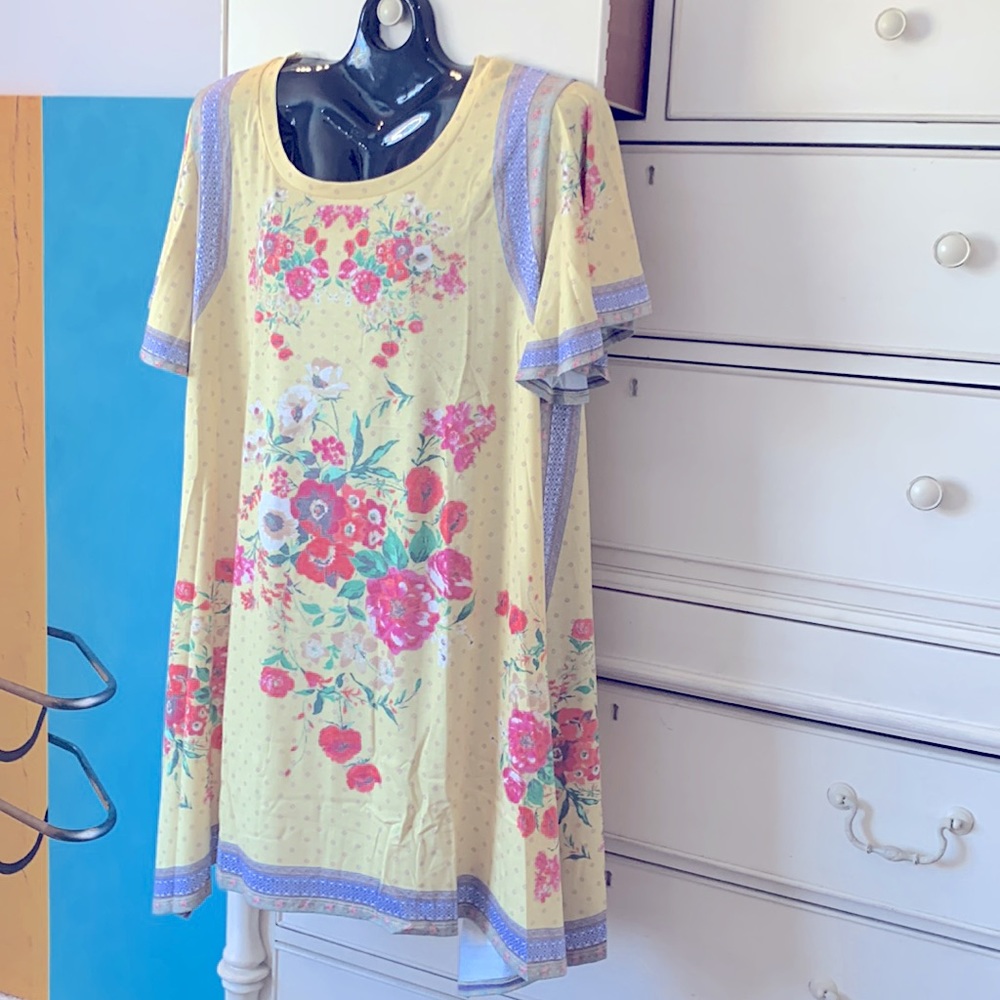 UMGEE FLUTTER SLEEVE COTTON BLEND SWING DRESS NWT 1X